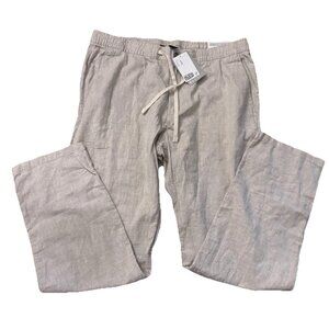 H&M Women’s Linen Beige Pants Pull-On Style Drawstring Waist XLarge NEW